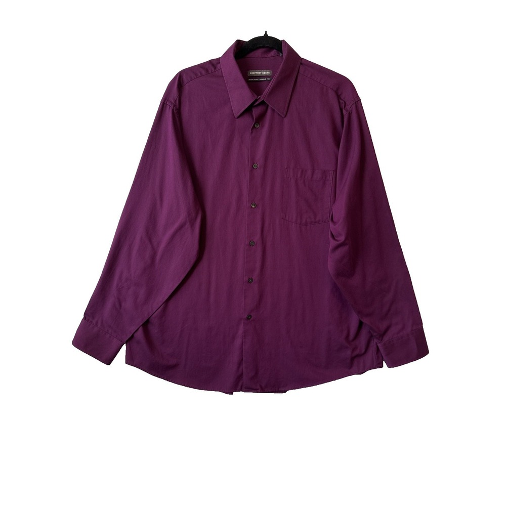 Geoffrey Beene Regular Fit Wrinkle Free Purple Button Up Shirt Men's 17.5 34/35